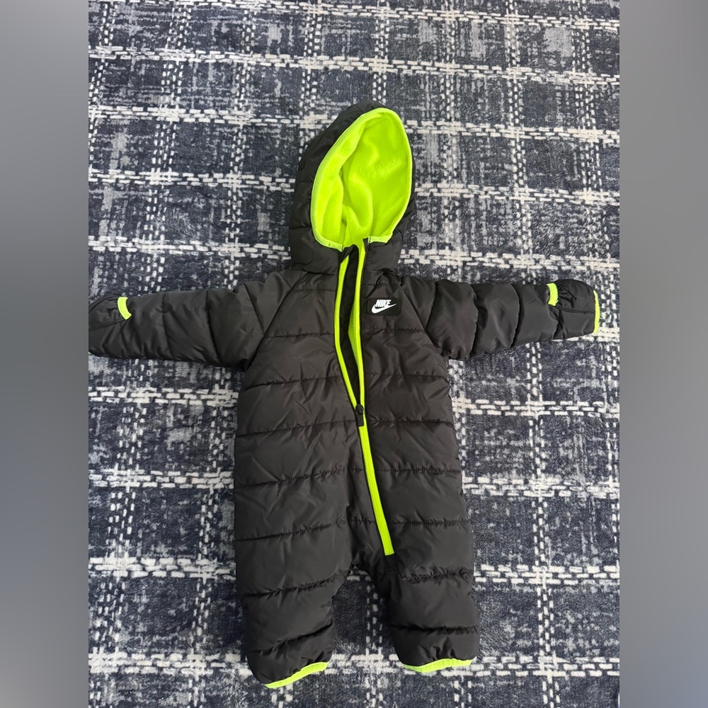 Nike Baby Snowsuit 3M Black Neon Green Winter Puffer